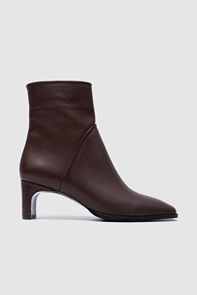 TOGO Kahverengi Hakiki Deri Kadın Topuklu Bot [060293]