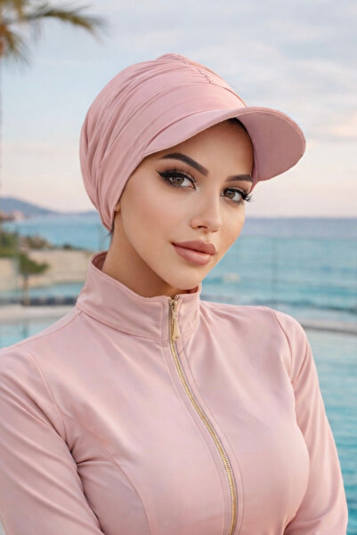 Aişe tesettür Uçuk Pudra Havuz - Deniz Şapkası / Mayo Üstüne Kullanılabilir