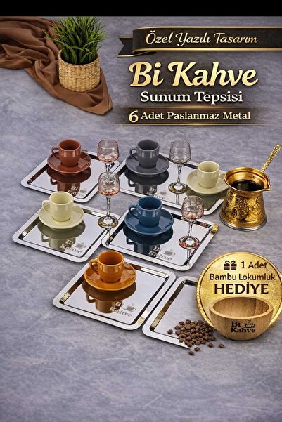 EMBazaar 6-Piece Bi Coffee Metal Coffee Presentation Tray/ Square Coffee Tray...