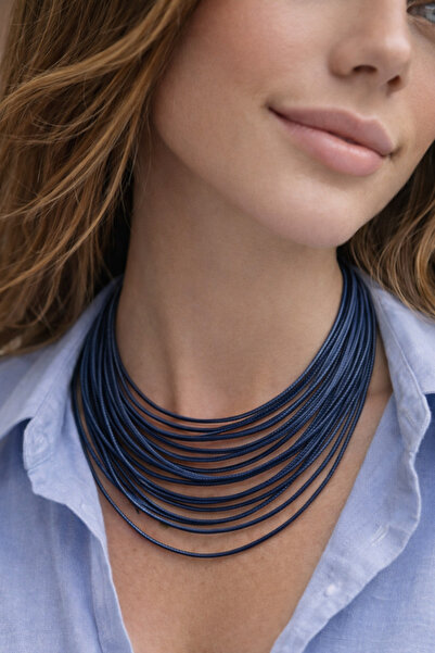 Kutcha Accessories Lacivert Çoklu Görünüm Dekolte Kolye