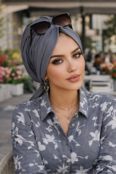 Aişe tesettür Gri Tokalı Bone