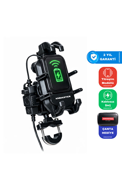 Knmaster TT-860WU Kablosuz Şarjlı Tüm Motosikletlere Uyumlu Telefon Tutucu