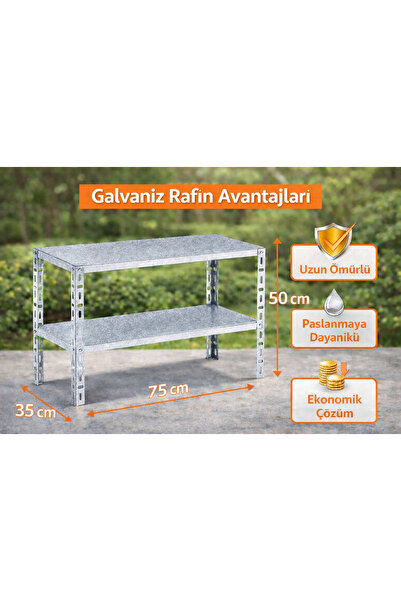 Kasel Home Galvaniz Çelik Raf 2 Katlı Ayarlanabilir Depolama-Ayakkabılık - 75...