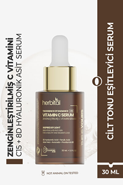 Herbital Vitamin C Serum | Aydınlatıcı, Leke Karşıtı, Ferulik Asit & 8D Hyalu...