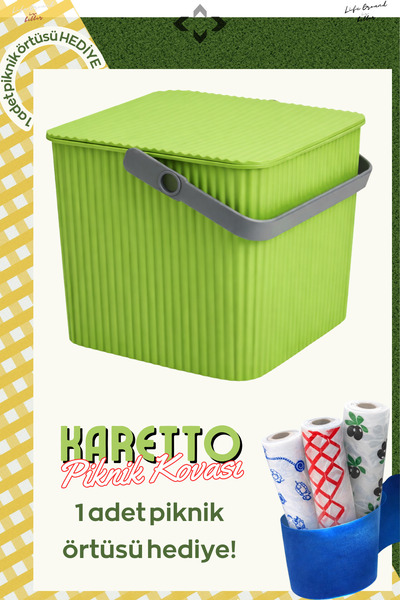 LİGROUND Karetto Rainbow Piknik Sepeti Kağıt Piknik Örtüsü Hediye Piknik Çantası