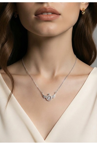 MİLUNXTE Winged Ring Necklace - Solitaire Ring Necklace - Women's Steel Neckl...