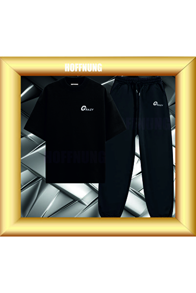 HOFFNUNG Unisex Casual Short Sleeve Set with Crazy Hoffning Print Outdoor Spr...