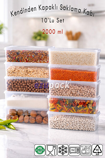 Ezupack 2 LT 10 Adet Kendinden Kapaklı Mikrodalga Difriz Derin Dondurucu Buzl...