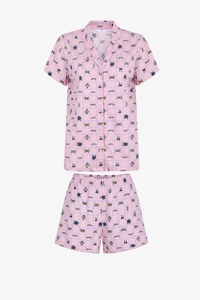 Penti Pink Cute Bows Shirt and Shorts Pajama Set