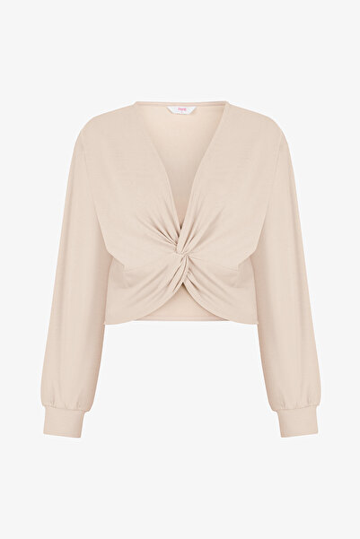 Penti Stone Color Cotton Modal Blend Twisted Sweatshirt