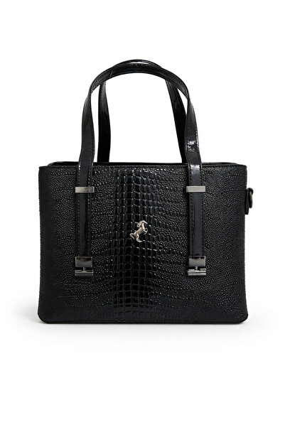 ZERVA QUEEN Black Crocodile Patterned Medium Size Women's Shoulder Bag — Styl...