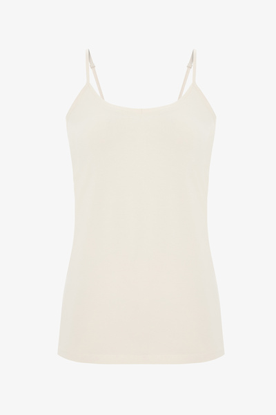 Penti Béžové bavlnené tielko s tenkými ramienkami a výstrihom do V