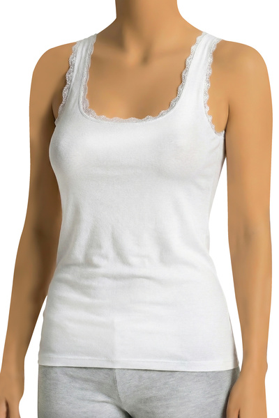 Öts Tricou pentru femei cu bretele groase din dantelă (90% viscoză - 10% elas...