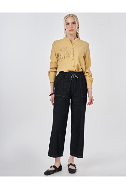 Kayra Denim Trousers with Pocket Bag, Anthracite