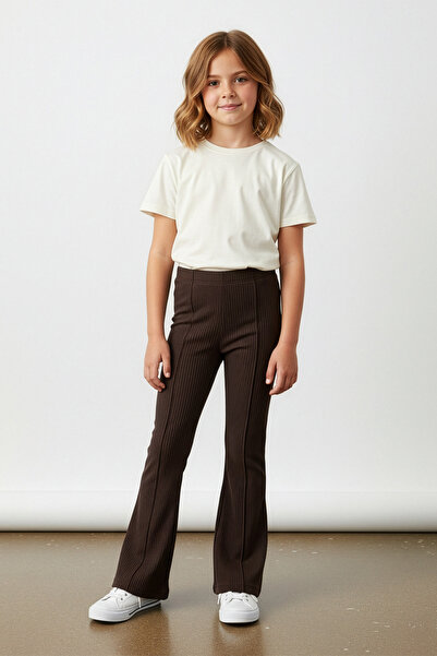 Fulla Moda Pantaloni pentru fete din twill cu croială evazată
