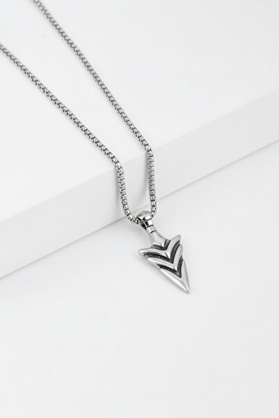 HERİF Aksesuar قلادة رجالية من الفولاذ على شكل رأس رمح