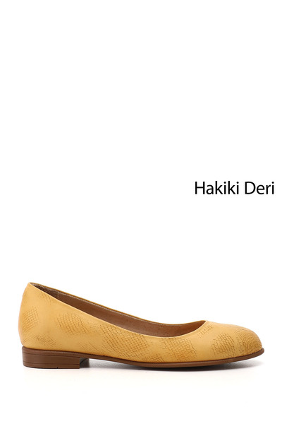 GÖNDERİ(R) Γυναικείες μπαλαρίνες από γνήσιο δέρμα μουστάρδας