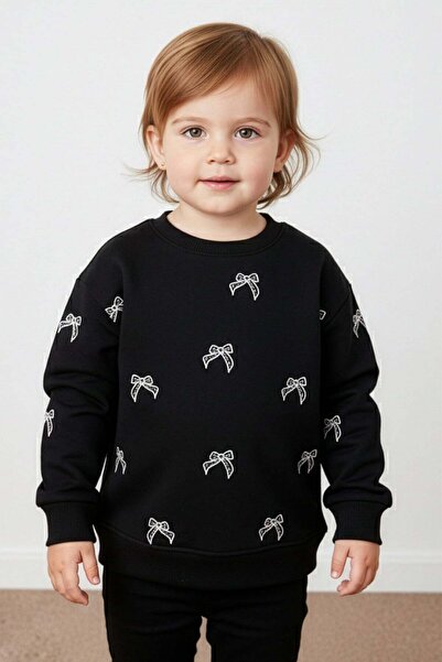 Fulla Moda Hanorac pentru fete cu broderie cu fundă și aplicații de piatră