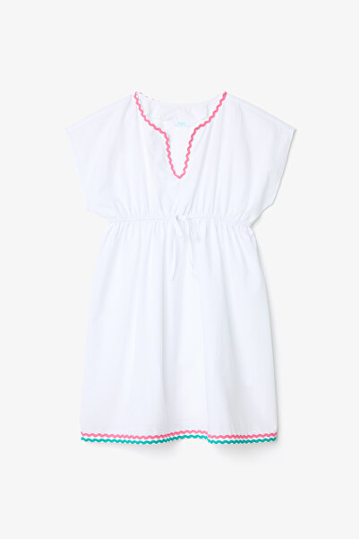Penti Weißes, farbig gestreiftes, detailliertes Kaftan für junge Mädchen mit ...