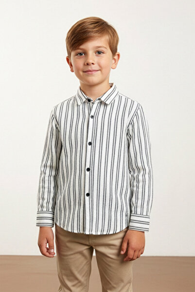 Fulla Moda Ριγέ πουκάμισο για αγόρια με κουμπιά