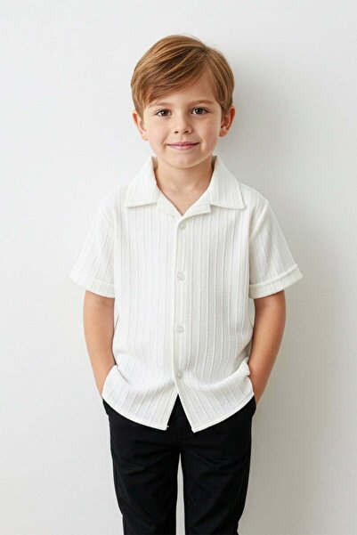 Fulla Moda Πουκάμισο για αγόρια με κουμπιά ζακάρ