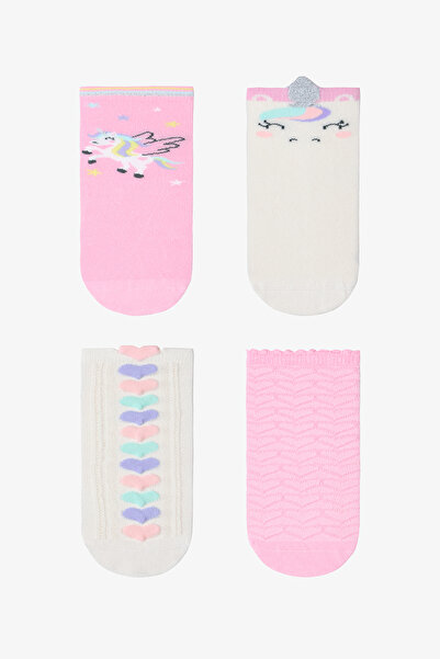 Penti Girl's Love Unicorn Patterned Cotton 4-Piece Socks