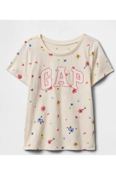 GAP Kids KIZ BEBEK 744725 ÇİÇEK BASKI LOGO TİŞÖRT GKG0001