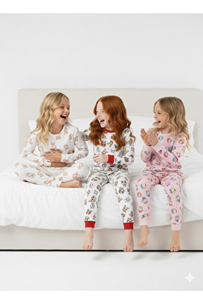 DFN Kids Σετ Πιτζάμες Κοριτσίστικες 3 Τεμάχια Ηλικίας 4,5,6,7,8 ετών