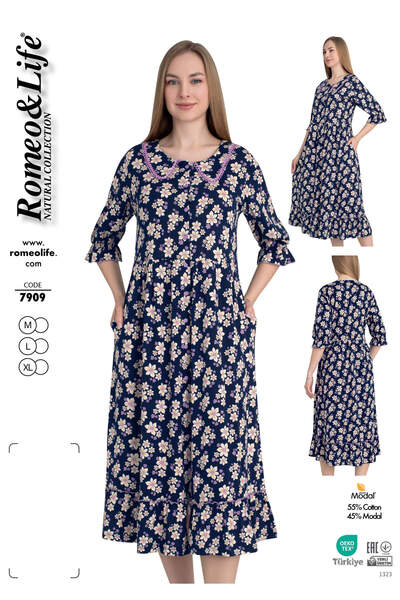 ROMEO LİFE Γυναικείο βαμβακερό ύφασμα με κουμπιά με λεπτομέρεια κομψό φόρεμα ...