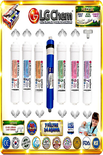 LG Chem 7 Li Inline Filitre Seti Alkali Ve Mineral Filitreli Kapalı Kasa Su A...