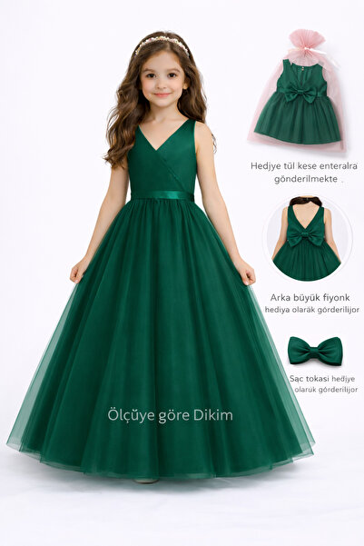 SUNEH Κοριτσίστικο φόρεμα γενεθλίων σε πράσινο σμαραγδί χρώμα