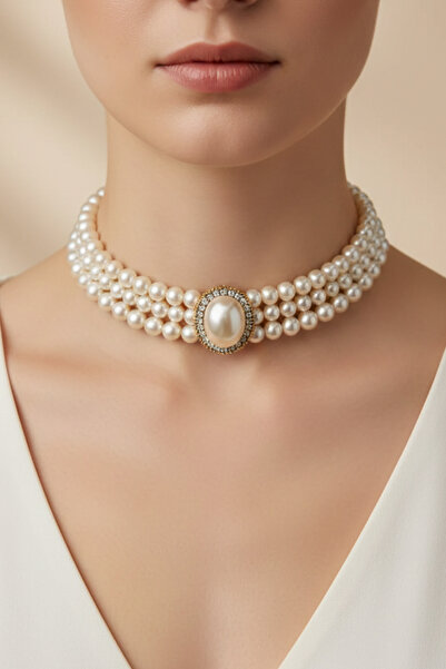 PETEK AKSESUAR اللؤلؤة المختنق قلادة الذهب