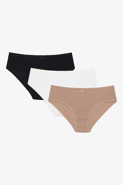 Penti Μαλακό Pointel Basic 3 τεμαχίων πολύχρωμο Hipster εσώρουχο