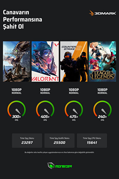 MONSTER Semruk S8 V1.2.4 Ultra Core 9 275HX 128GB 4TB RTX 5090 Windows 11 Pro 18" Oyun Bilgisayarı