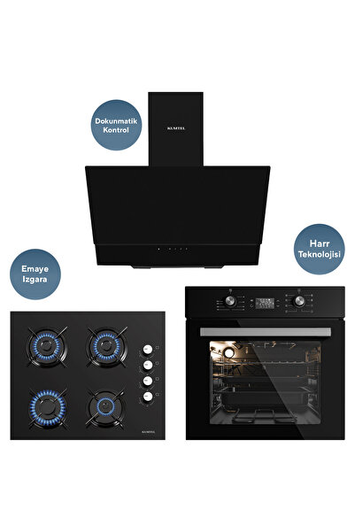 KUMTEL Siyah Cam Digital / Dokunmatik Ankastre Set - 8 Prog