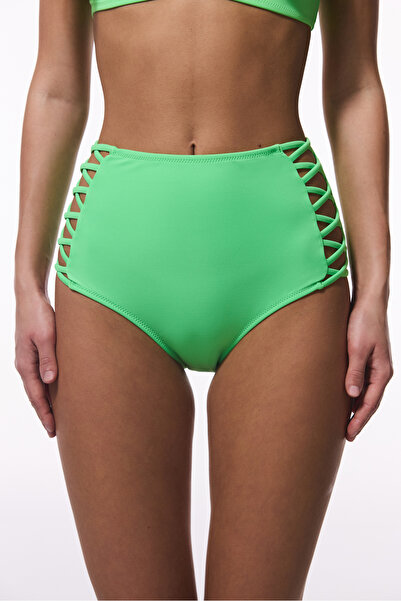 Penti Partea de jos de bikini cu talie înaltă verde