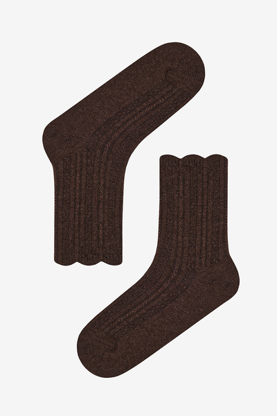 Penti Ruffle Jacquard Light Brown Socks