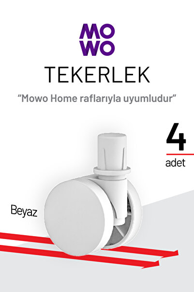 Mowo Home Beyaz Tekerlek Seti, Mowo Plastik Raf Sistemi Tekerleği