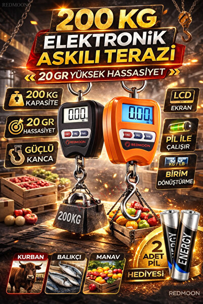 REDMOON 200 Kg Kapasiteli Elektronik Askılı Terazi - Vinç Kantarı - Askılı Ka...