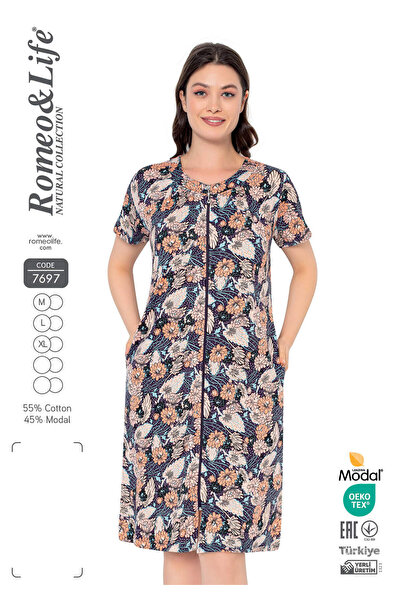 ROMEO LİFE Γυναικείο βαμβακερό ύφασμα με φερμουάρ καλοκαιρινό φόρεμα 7697