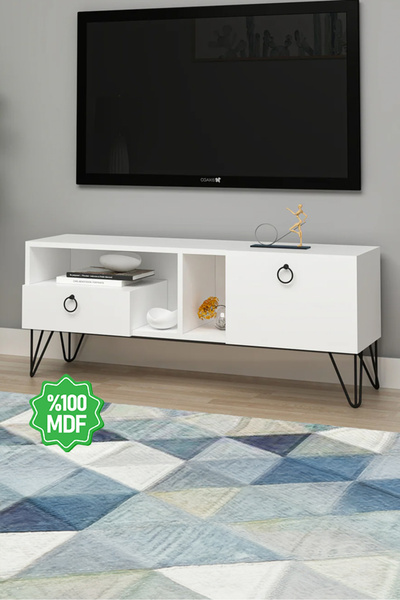 Ninnimo Lina Tv Ünitesi Tv Sehpası Beyaz Mdf