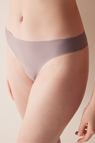 Penti Chiloți brazilian gri cu lăsare în interior - tăiat cu laser