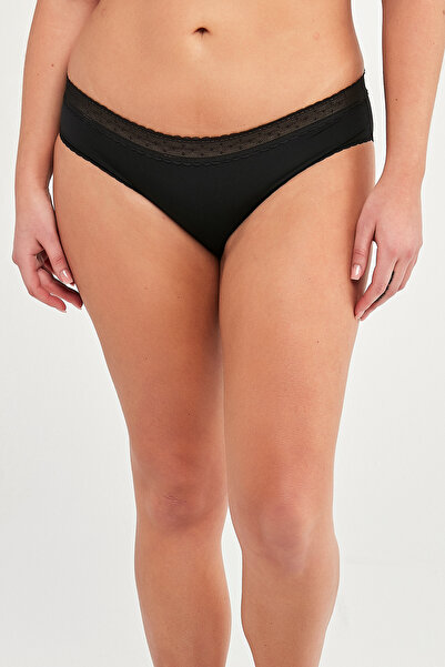 Penti Black Lace Detailed Comfortable Slip Panties
