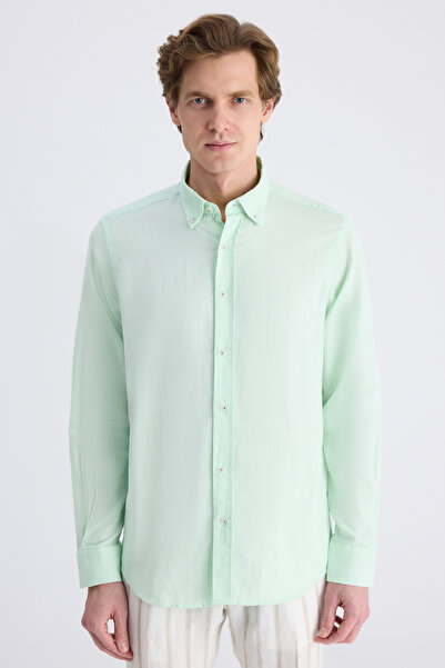 D'S Damat Πουκάμισο Ds Damat Comfort Green Dobby 100% βαμβακερό