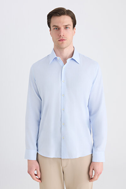 Twn Slim Fit Blue Armurlu Сорочка