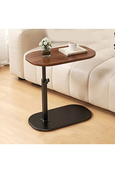 GALORWAY Măsuță de cafea reglabilă 48-80 cm, ovală, MDF + metal. Nuc