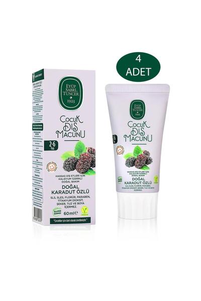Eyüp Sabri Tuncer Doğal Karadut Özlü 2-6 Yaş Çocuk Diş Macunu 60 Ml 4 Adet