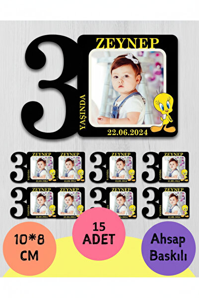 wonderlike 3 Yaşında Foto Baskılı Magnet 15 Adet