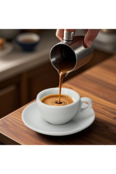 Choice طقم إسبريسو سيراميك أبيض نقي بتصميم بسيط، سعة 50 مل - كوب وصحن وملعقة ...