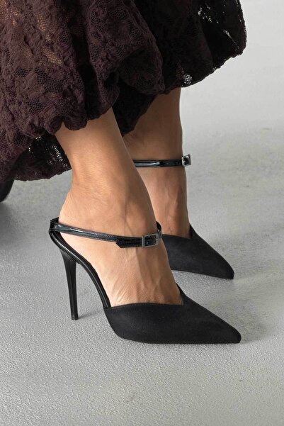 AYAKKABI PRENSİ Kahina Ankle Strap Black 10 cm Дамски обувки с висок ток и ка...